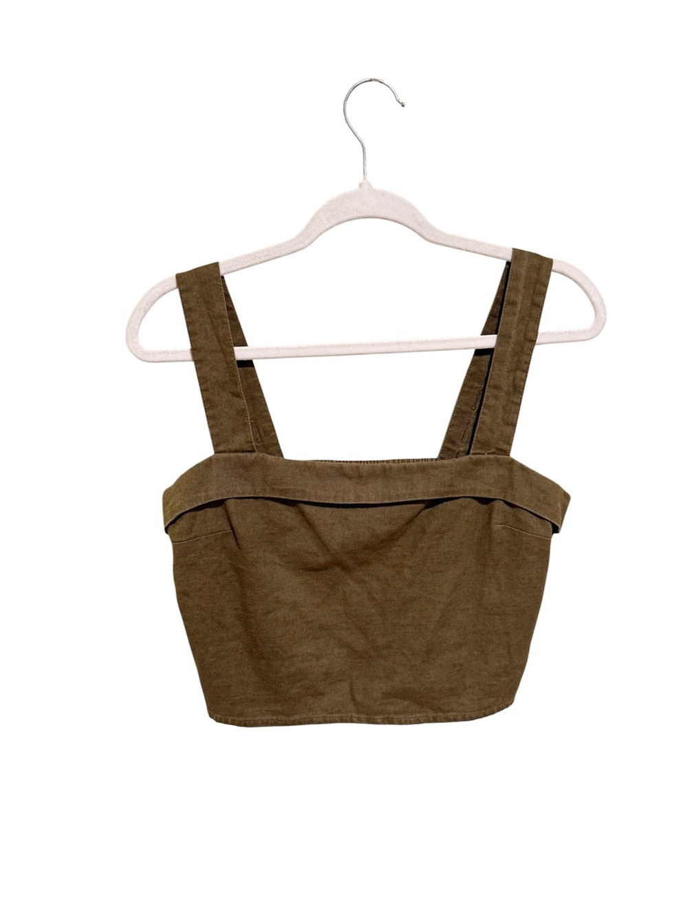 Abercrombie & Fitch Olive Brown Square-Neck Crop Cami - Size Medium
